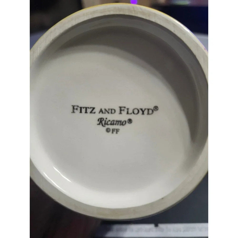 Fitz and Floyd Ricamo Rooster Creamer Pitcher Italian Ceramic Hand Painted